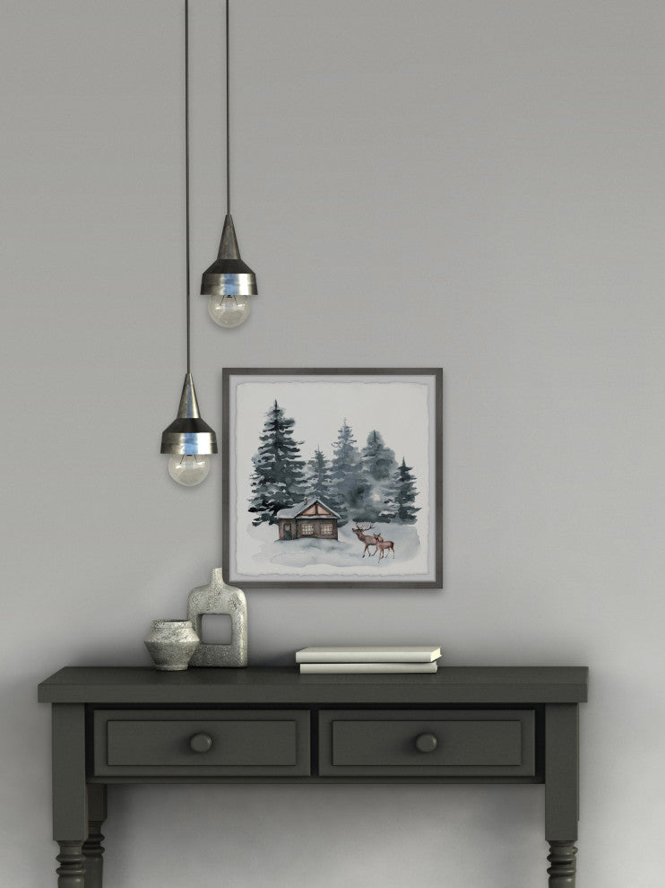 "Dreamy Winter Getaway" Framed Painting Print, 18x18