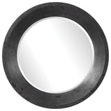 Modern Industrial Round 40" Wall Mirror Nailhead Trim Oxidized Metal Dark