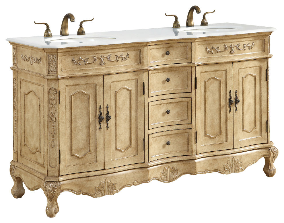 Bathroom Vanity, Antique Beige, 60", Double Sink