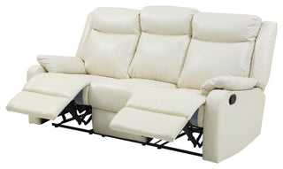 Wendover Faux Leather Double Reclining Sofa, Pearl