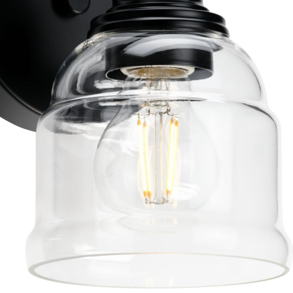 Ambrose Collection 5" 1-Light Matte Black Clear Glass Bath Vanity Light
