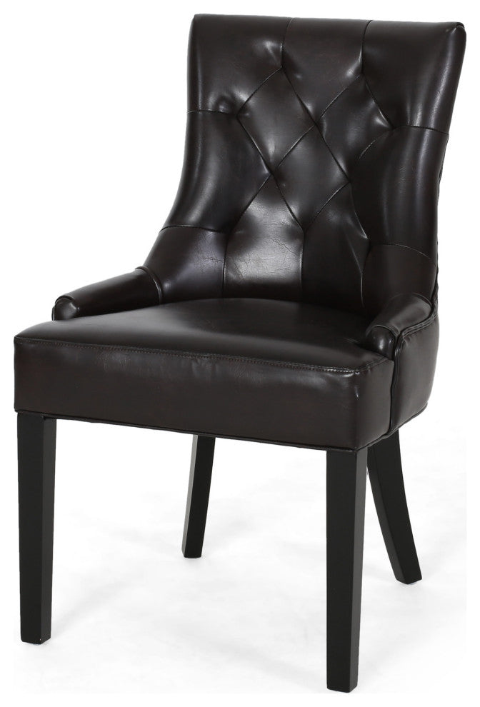 GDF Studio Stacy Bonded Leather Dining and Accent Chairs, Set of 2, Brown, Faux