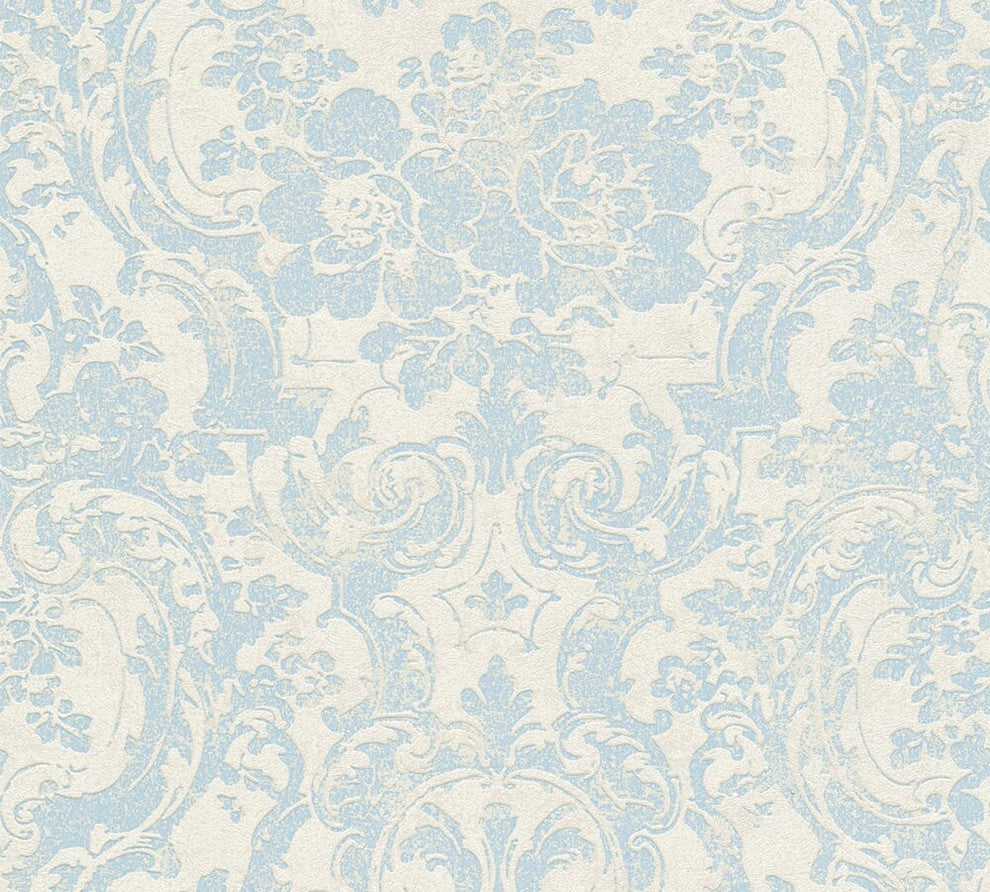 Moments, Baroque Motifs, Flowers And Garlands Cream Wallpaper Roll, Modern