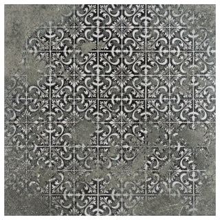 Antigua Deco Graphite Porcelain Floor and Wall Tile