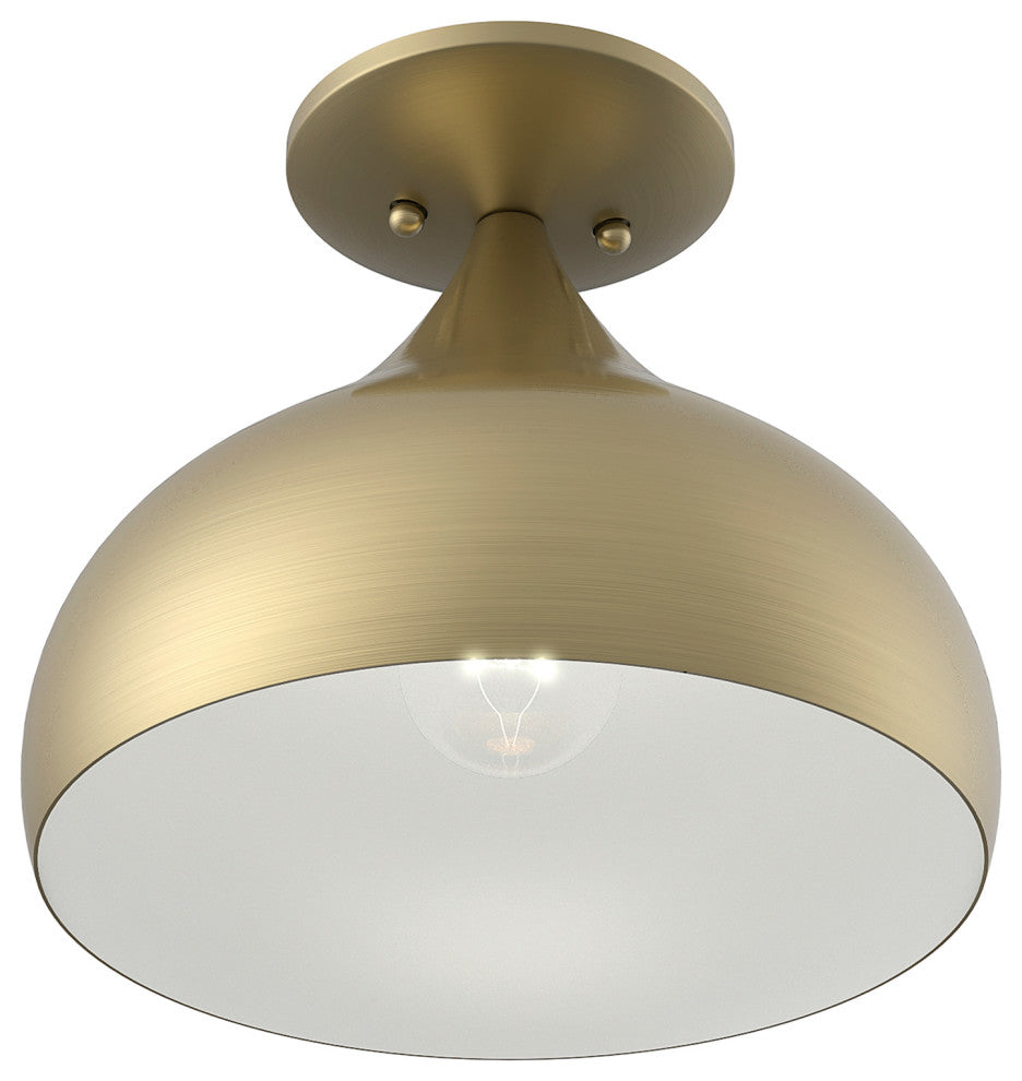 Livex Lighting 1 Light Antique Brass Semi-Flush Mount