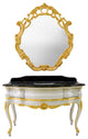 Handmade 48'' Single Bath Vanity, Italian Marble Top, Solid Wood, Mirror, White