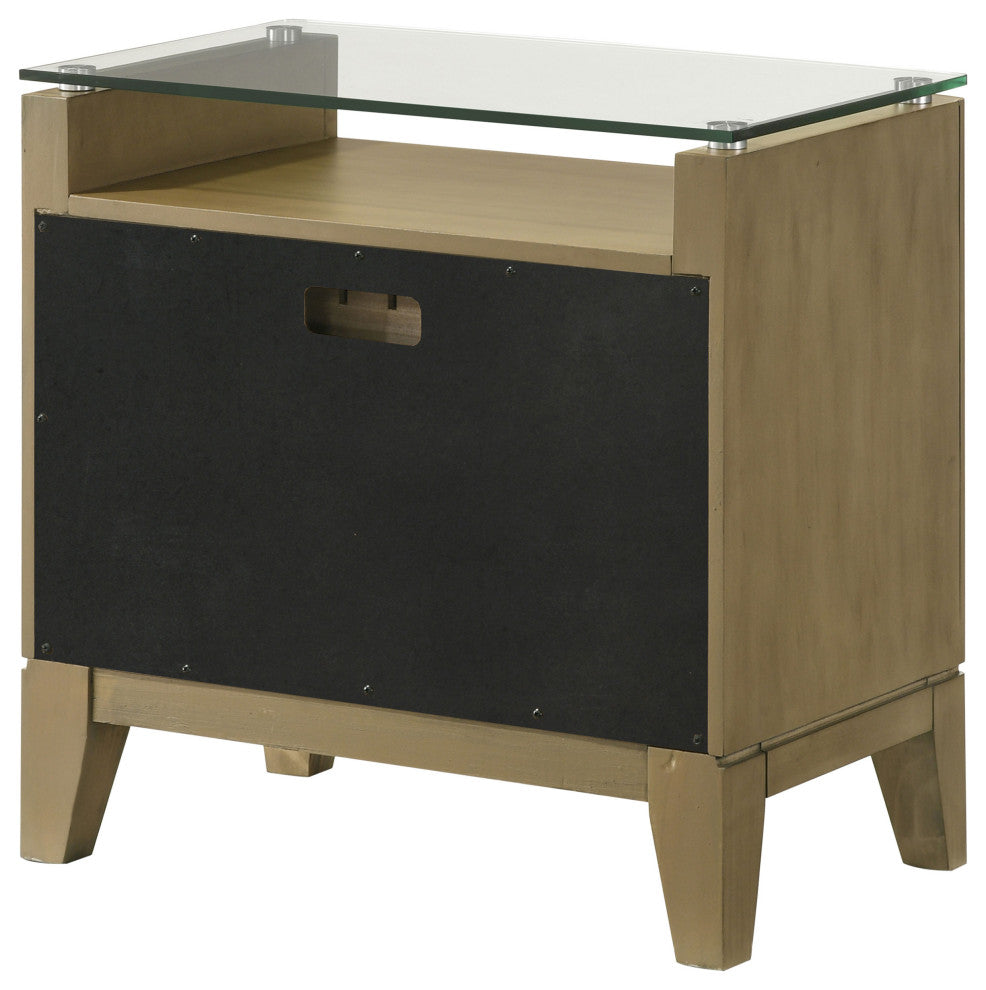 Granada 2-drawer Glass Top Nightstand Natural Pine