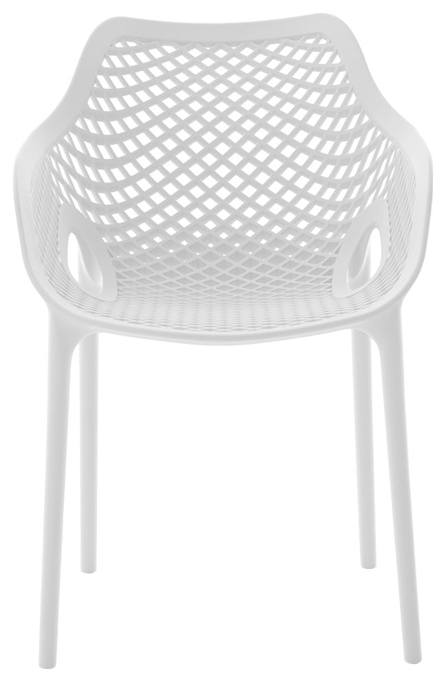 Mykonos Outdoor Patio Dining Chair (Set of 4), White, With Arms