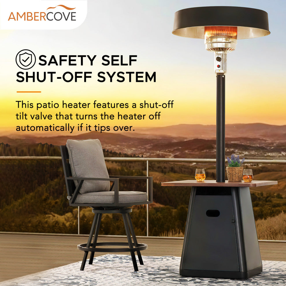 Sunjoy 45,000 BTU Black Steel Frame Outdoor Patio Standing Propane Heater