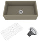 33in Single Bowl Farmhouse Apron Kitchen Sink with Bottom Grid and Drainer, Taupe Clay