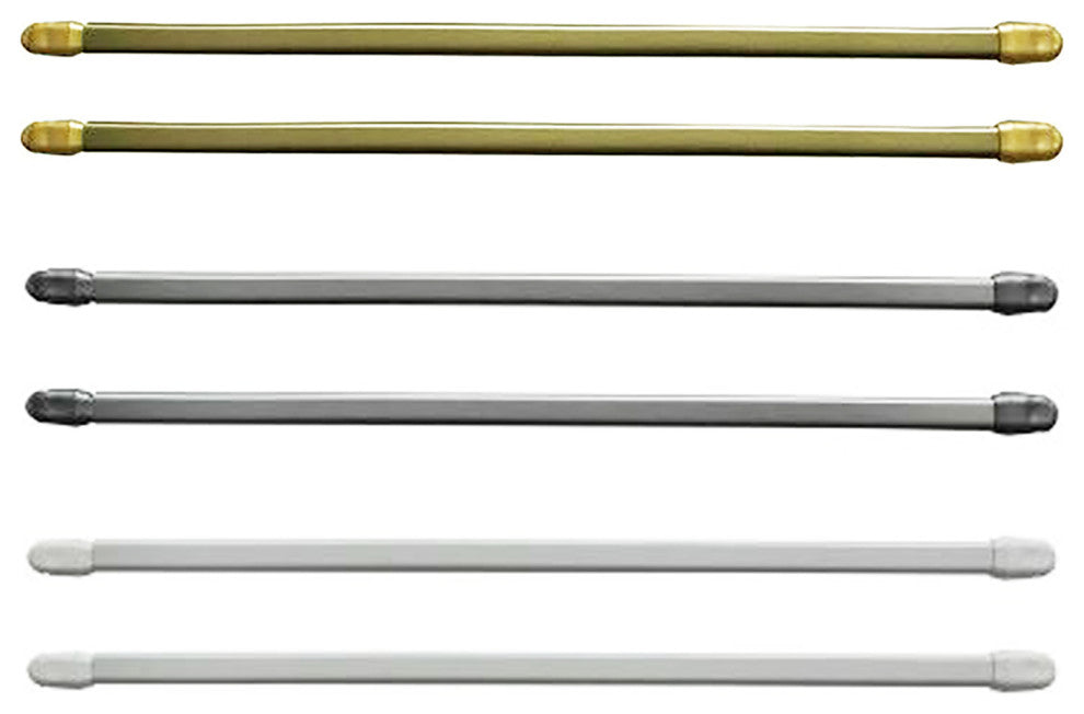 Set of 2 Adjustable Flat Sash Rod, Gold Plated, 12" to 16"