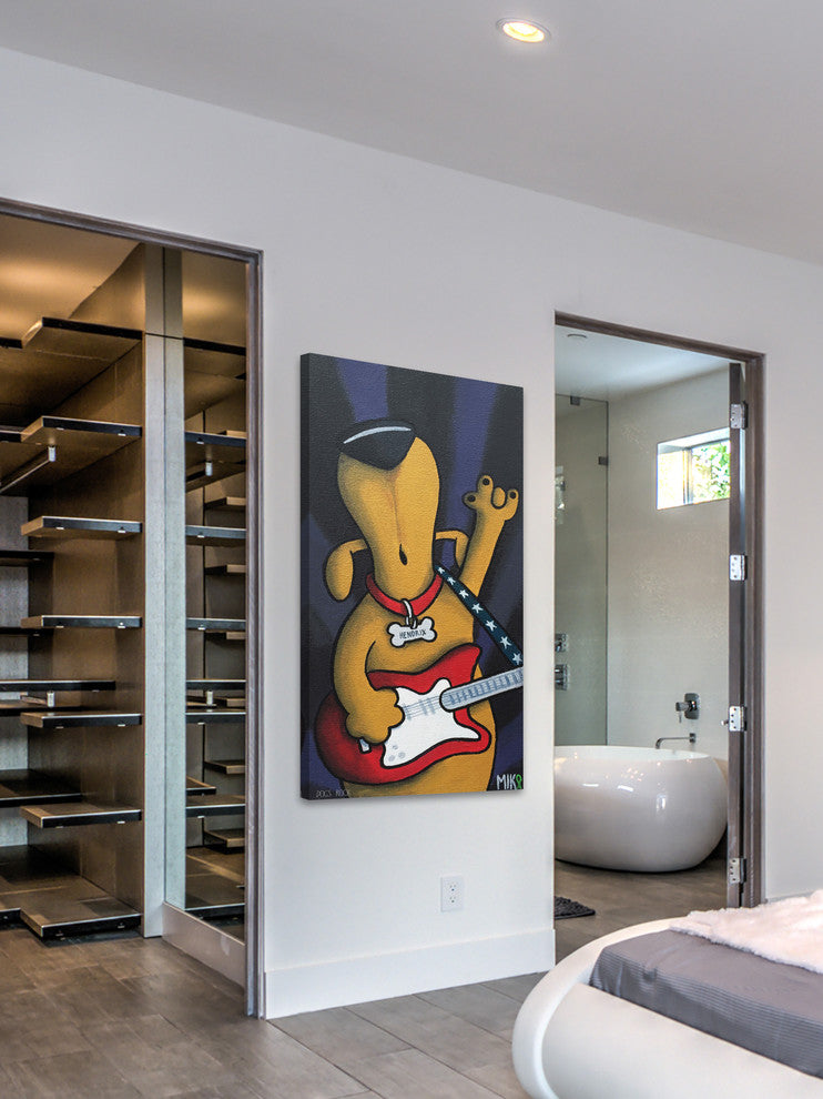 Marmont Hill, "Dogs Rock" by Mike Taylor Painting Print on Wrapped Canvas, 12x24