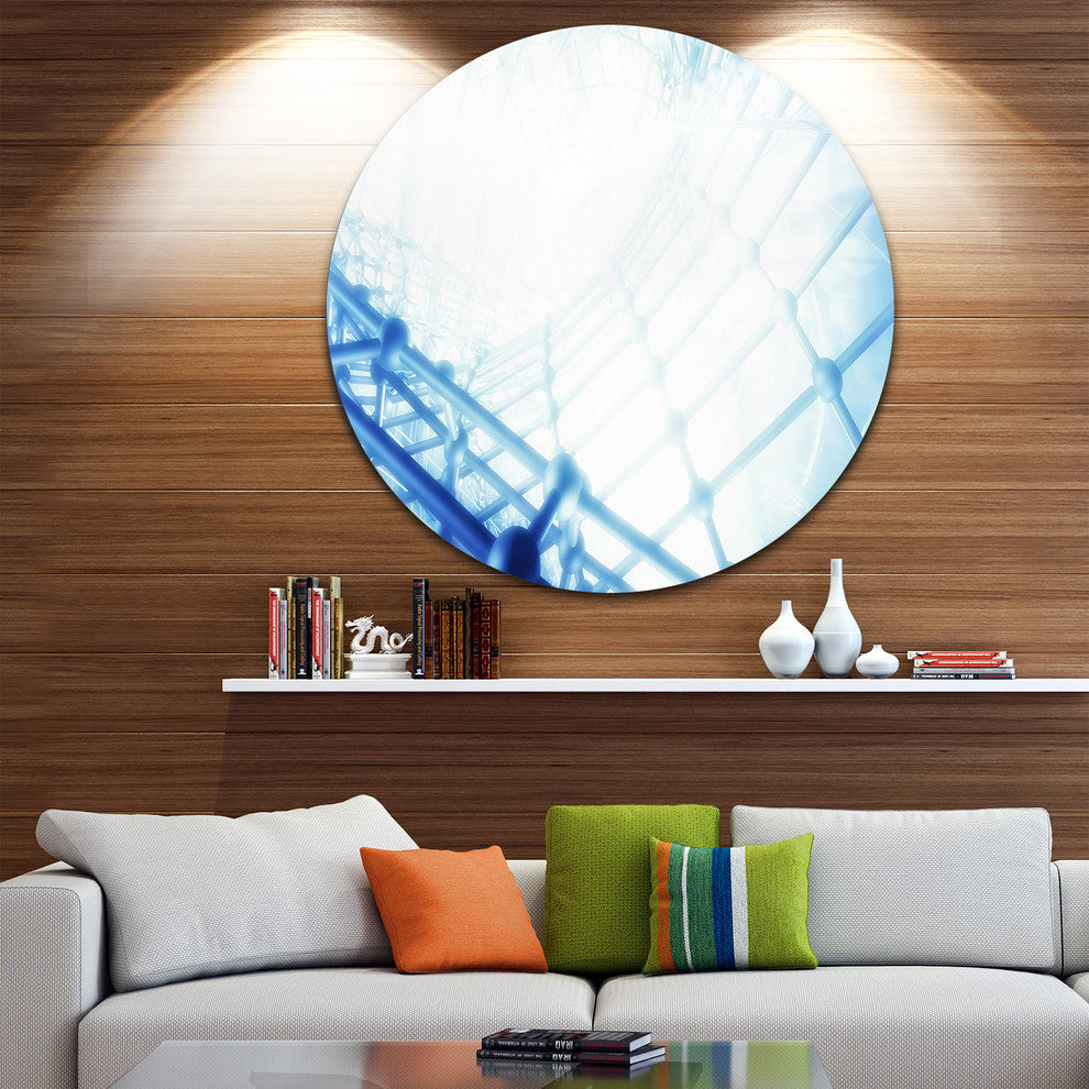 3D Abstract Art Blue Pattern, Abstract Digital Disc Metal Wall Art, 11"