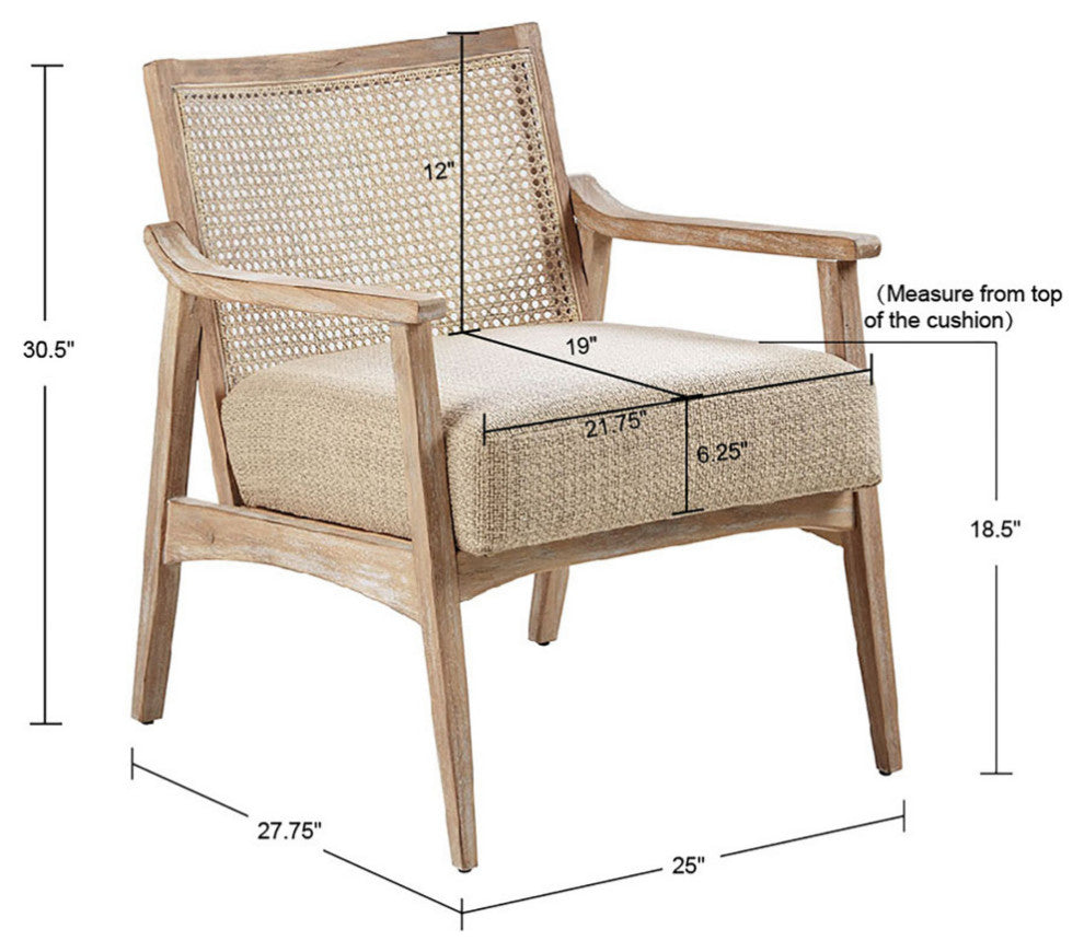 INK+IVY Kelly Accent Chair Dining Chairs, Natural, Accent Chair