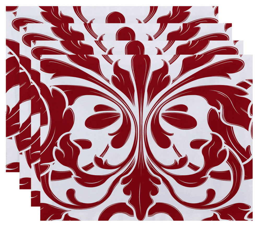 British Colonial, Geometric Print Placemat, Red
