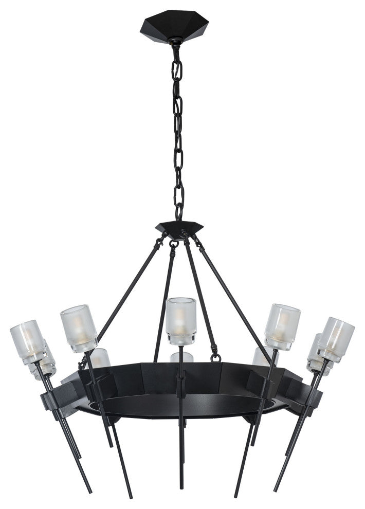 Echo 10-Light Circular Chandelier - Black - Cast Glass