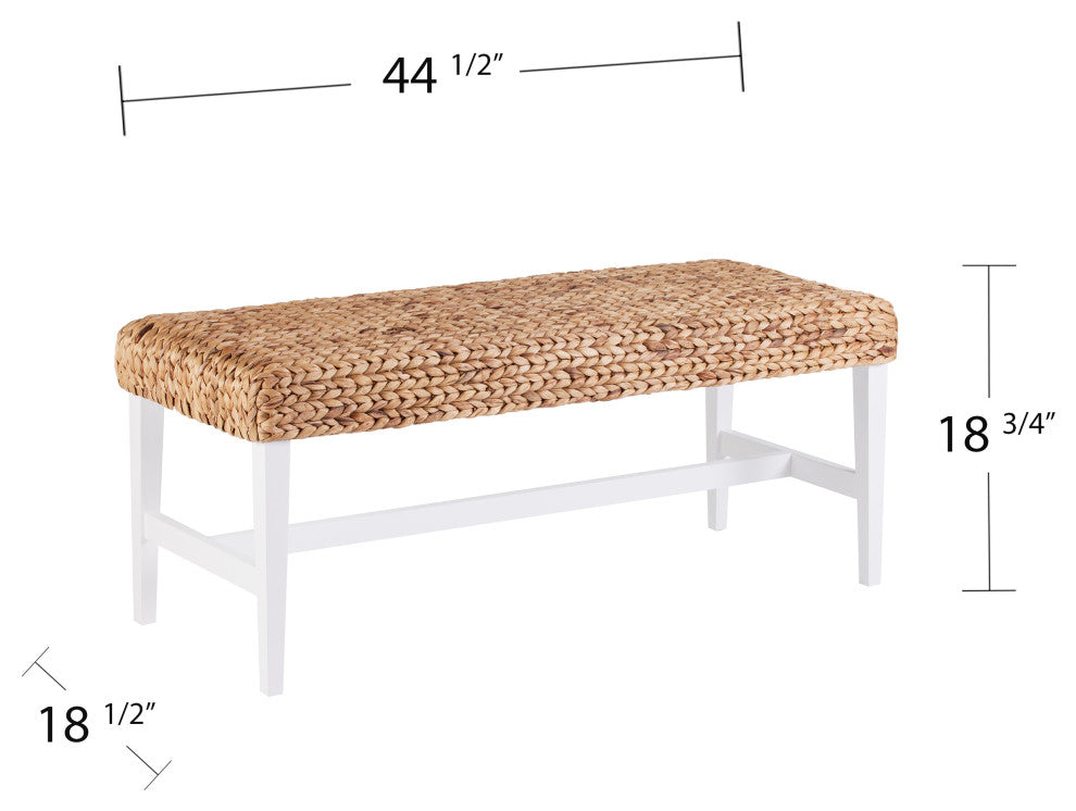 Acors White Woven Coffee Table Bench