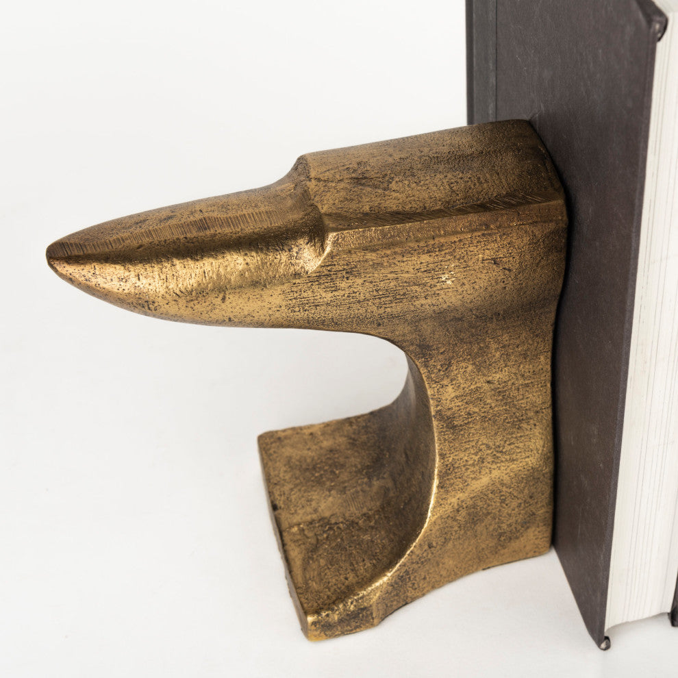 Anvilia, 2-Piece Set, 12Lx3W Gold Anvil Shaped Bookends