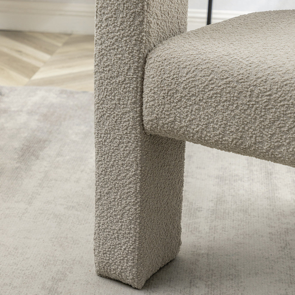 28" Wide Boucle Upholstered Square Armchair, Set of 2, Oatmeal