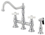 Kingston Brass Bridge Kitchen Faucet With Sprayer, Polished Chrome