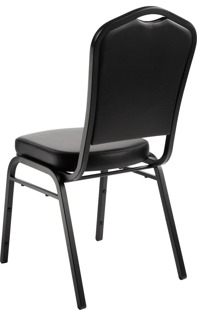 NPS 9300 Deluxe Vinyl Stack Chair, Panther Black Seat/Black Frame