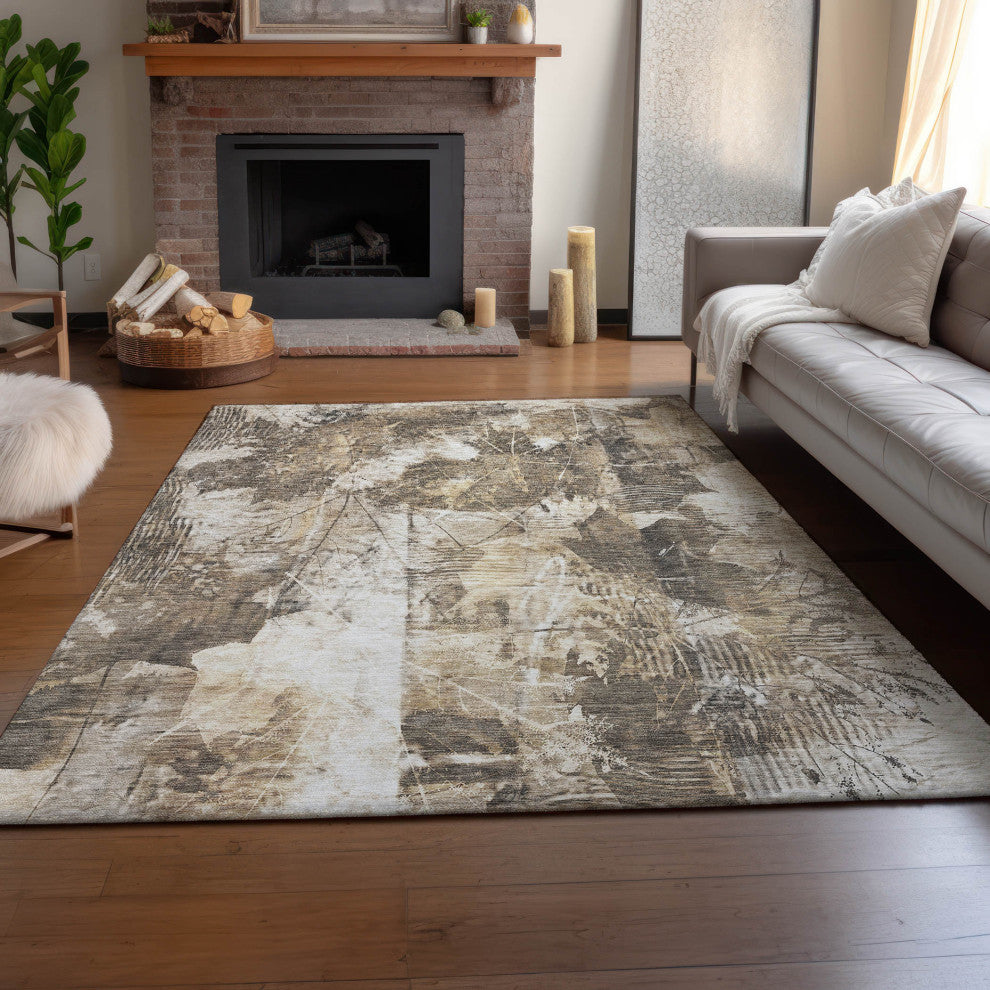 Premium Machine Washable Mayfield AMF560 Beige 3' x 5' Rug