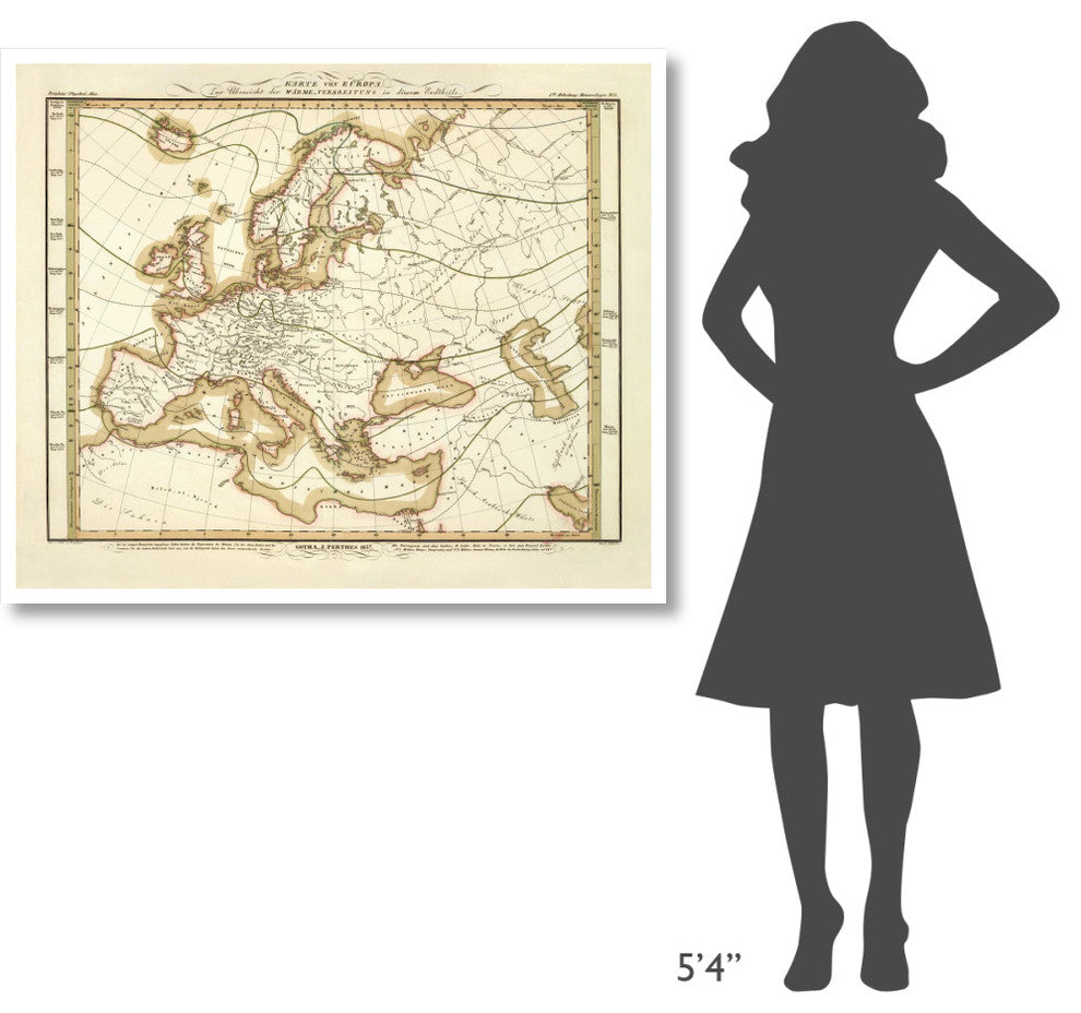 "Karte Von Europa, 1837" Digital Paper Print by Heinrich Berghaus, 46"x38"