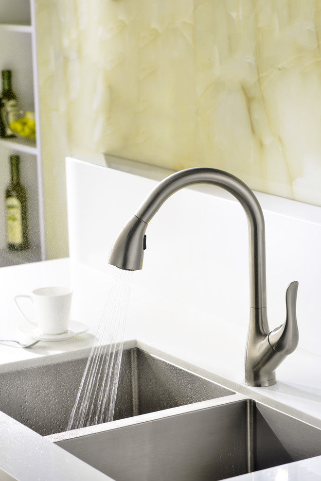 Accent Series Single Handle Pull Down Kitchen Faucet in Brushed Nickel