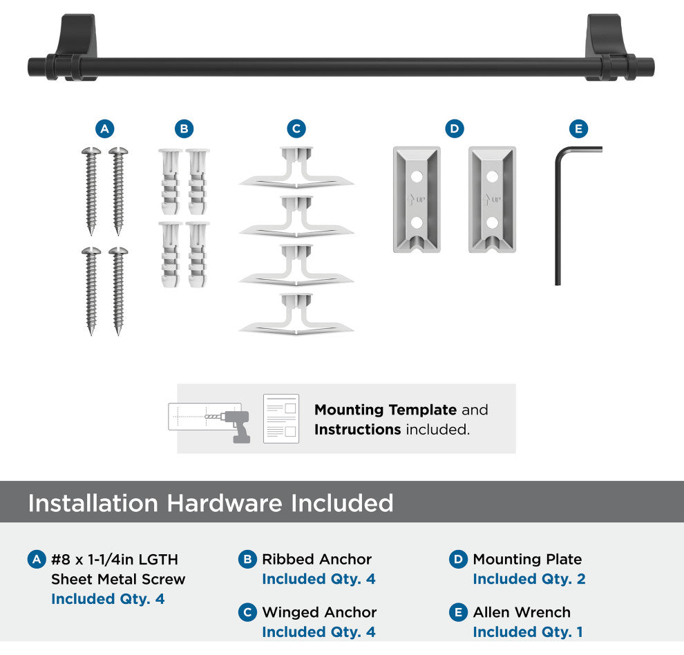 Amerock Davenport Transitional Towel Bar, Matte Black, 18" Center-to-Center