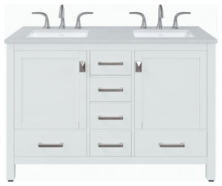 Eviva Aberdeen 48"Wx22"D Double Sink Bathroom Vanity, Quartz Countertop