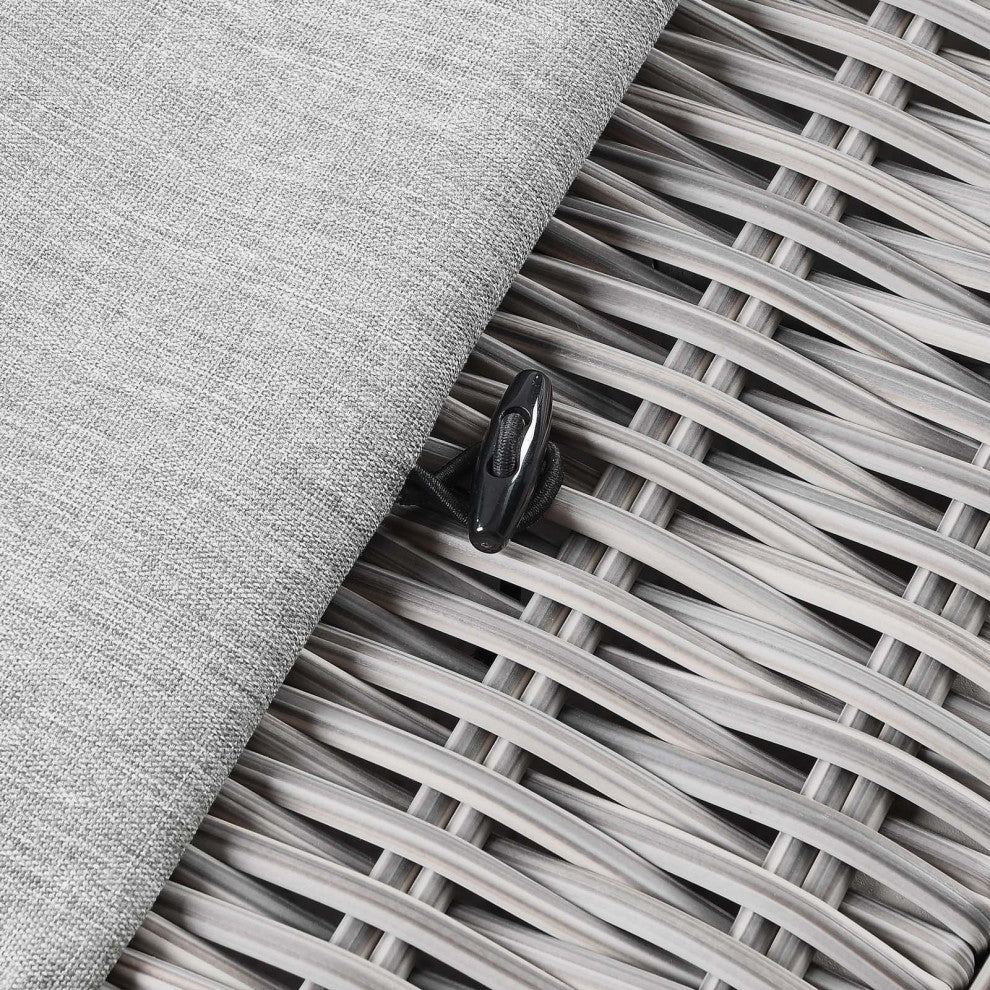 Lounge Chair Ottoman, Rattan, Wicker, Gray, Modern, Outdoor Patio Bistro