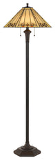 100W Tiffany Floor Lamp, Matte Black Finish
