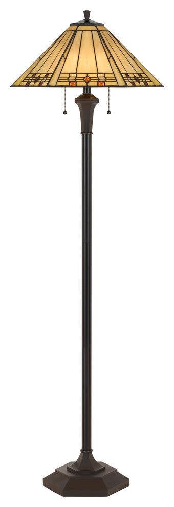 100W Tiffany Floor Lamp, Matte Black Finish