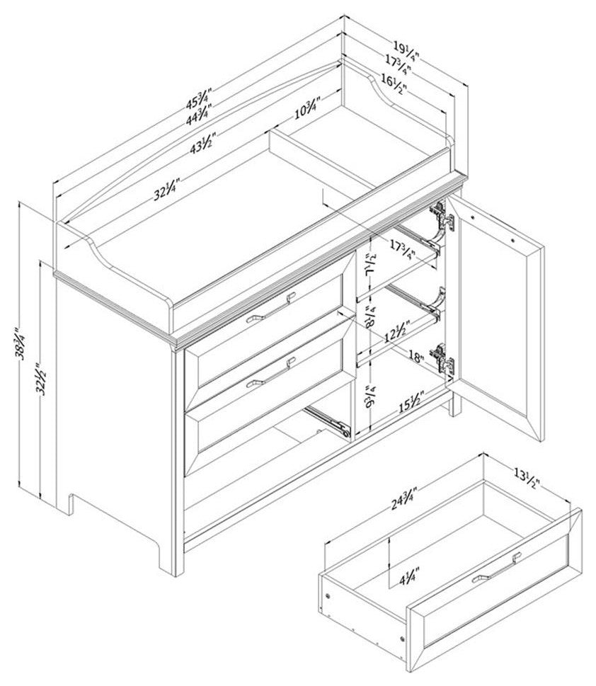 Pemberly Row Modern Changing Table with Station Wide Pure White