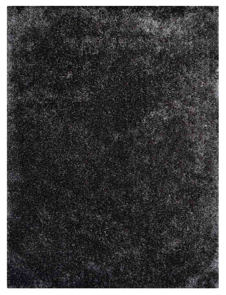 HAND TUFTED SHAG POLYESTER ECO-FRIENDLY AREA RUGS, Charcoal Color, Solid Design