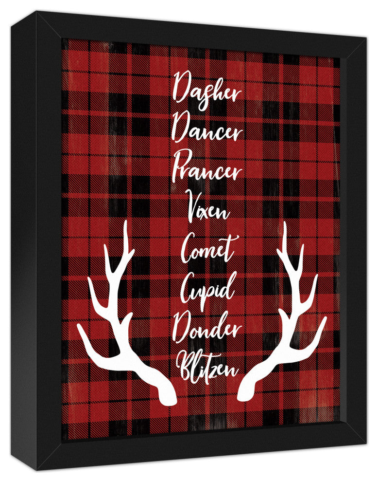 Reindeer Role Call 11x14 Black Framed Canvas