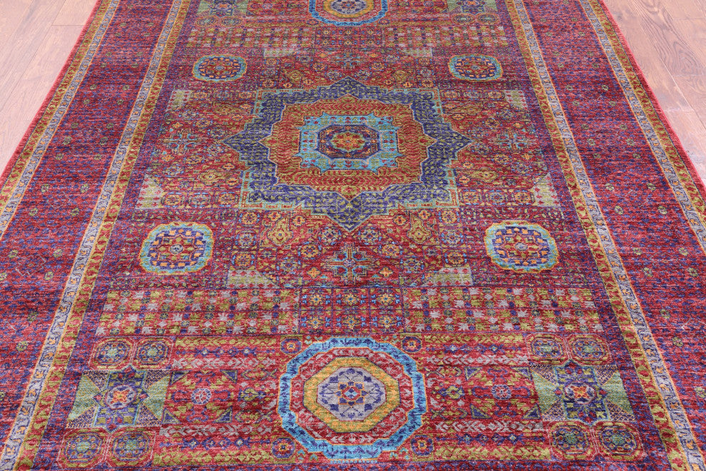Geometric Mamluk Hand Knotted Wool Rug 5' 10" X 8' 0" - Q12249