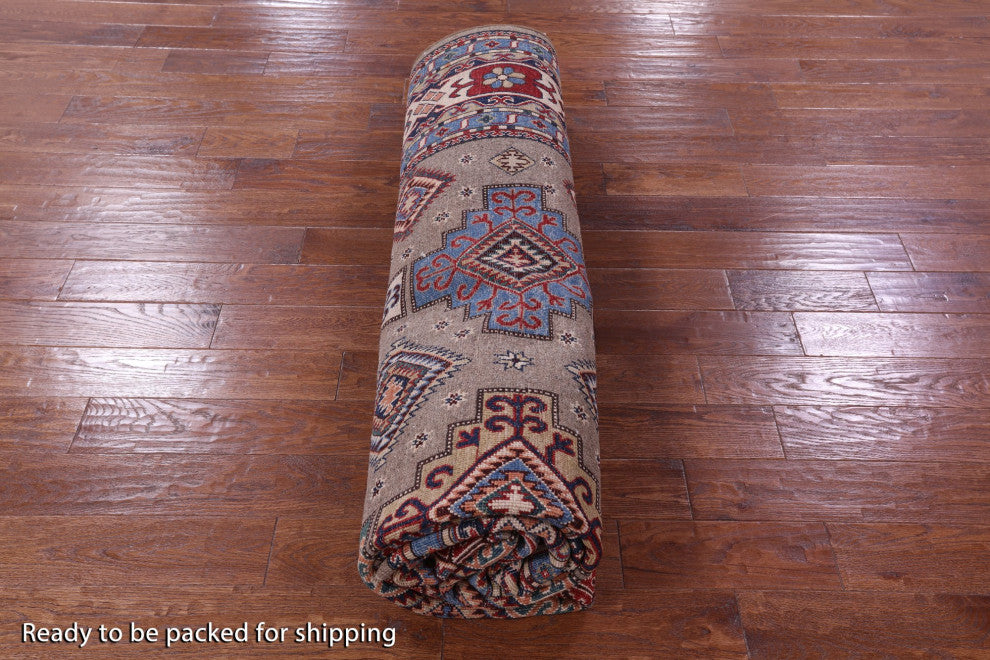 9' 1" X 12' 1" Handmade Super Kazak Wool Rug Q9505