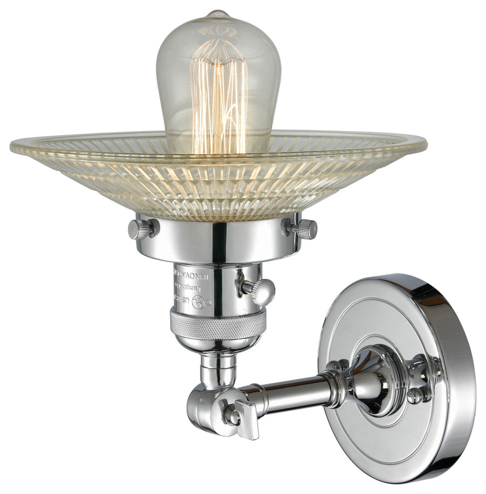1-Light Halophane 10" Sconce, Polished Chrome