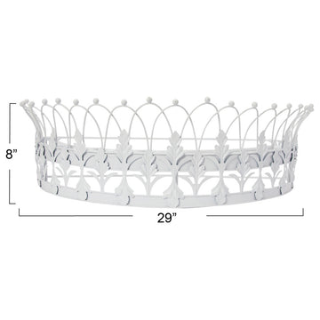 Decorative Metal Curtain or Canopy Crown, White Finish