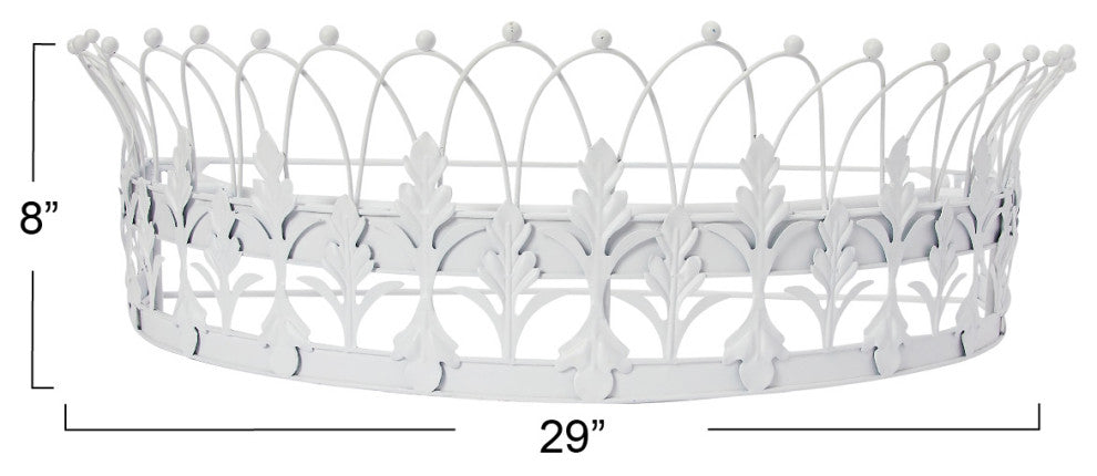 Decorative Metal Curtain or Canopy Crown, White Finish