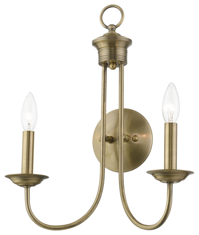Estate 2 Light Antique Brass Double Sconce