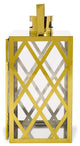 Cecil Outdoor 14" Modern Stainless Steel Lantern, Gold