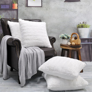 Super Mink Throw Pillow Covers, Set of 4, Bright White