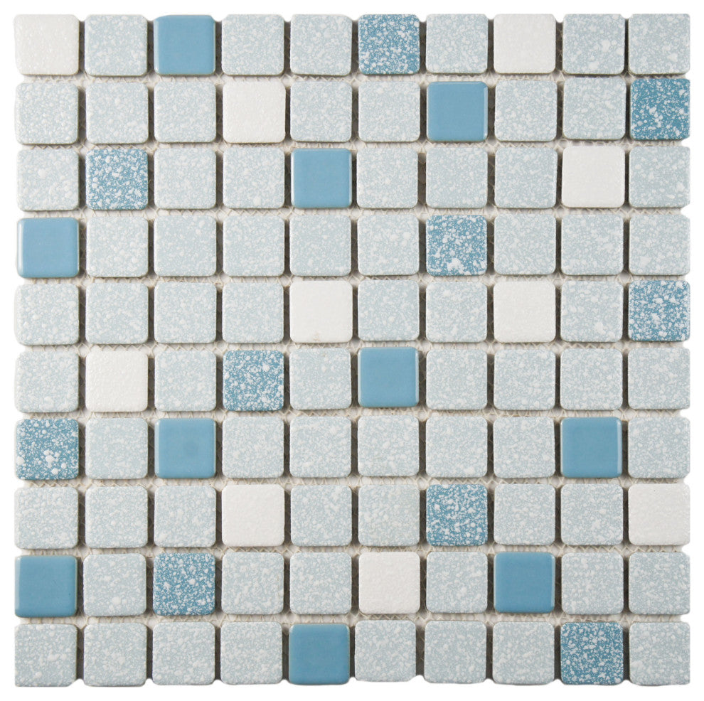 Crystalline Square Blue Porcelain Floor and Wall Tile