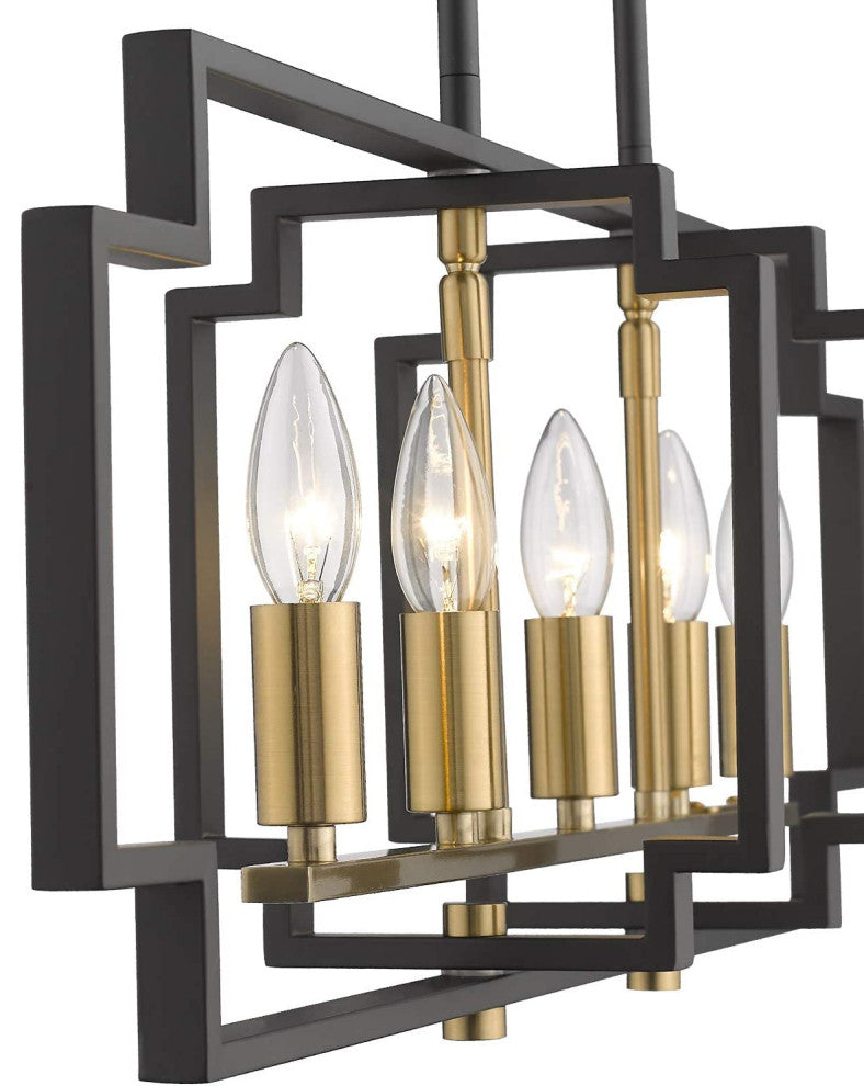 5 Light Modern Chandelier Industrial Island Pendant Light With Black and Gold