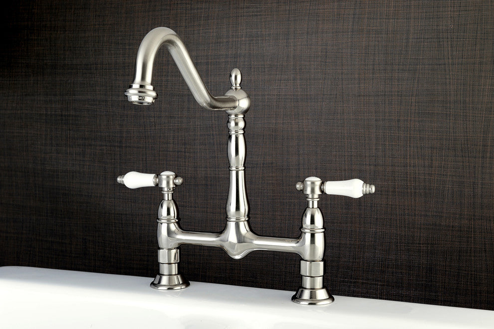 Kingston Brass Bridge Kitchen Faucet, Brushed Nickel