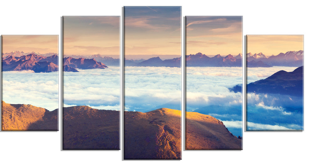 "Val Gardena Valley Panorama" Seashore Canvas Art, 5 Panels, 60"x32"