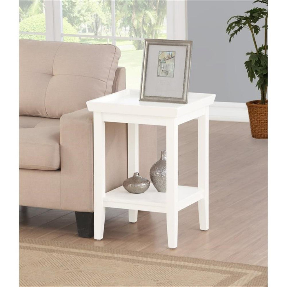 Convenience Concepts Ledgewood Square End Table in White Wood Finish