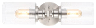 Jules Edison 16.5" Cylinder 2-Light Seeded Glass LED Vanity, Nickel